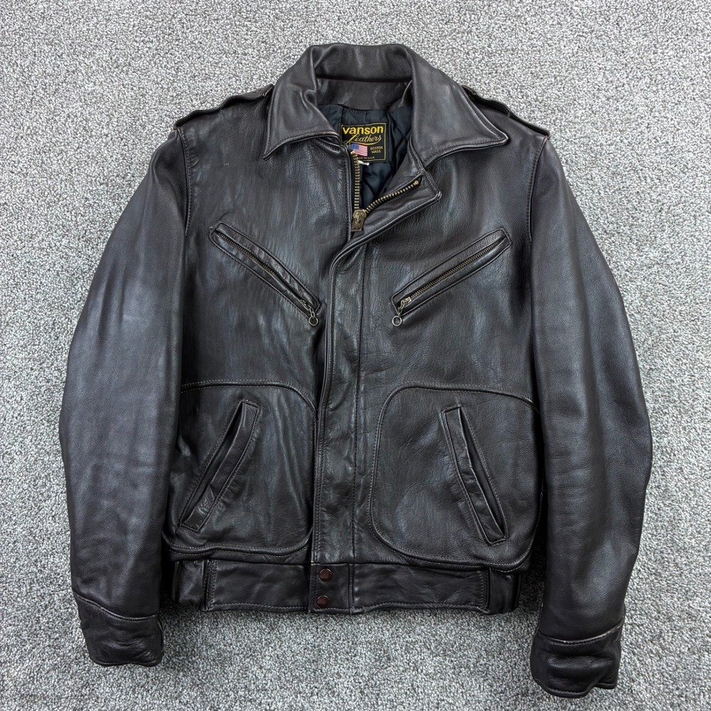 Vintage Vanson Leather Jacket Mens 38 Brown Marauder Style Biker Boston USA Made